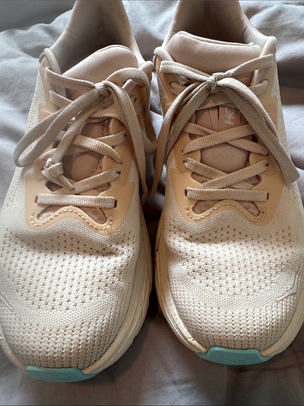 Hoka Women's Sneakers in Light Pink, Beige & Light Blue